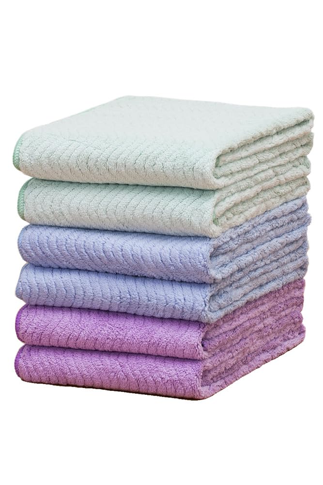 

TEIJIN Microfiber Face Towels, Thick and Fluffy, 6-Pack, 34 x 90cm, Lavender Set