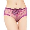  Transparent Mesh Briefs for Women See Through Underwear with Embroidery Flower Middle Waist No Show Lingerie Panties