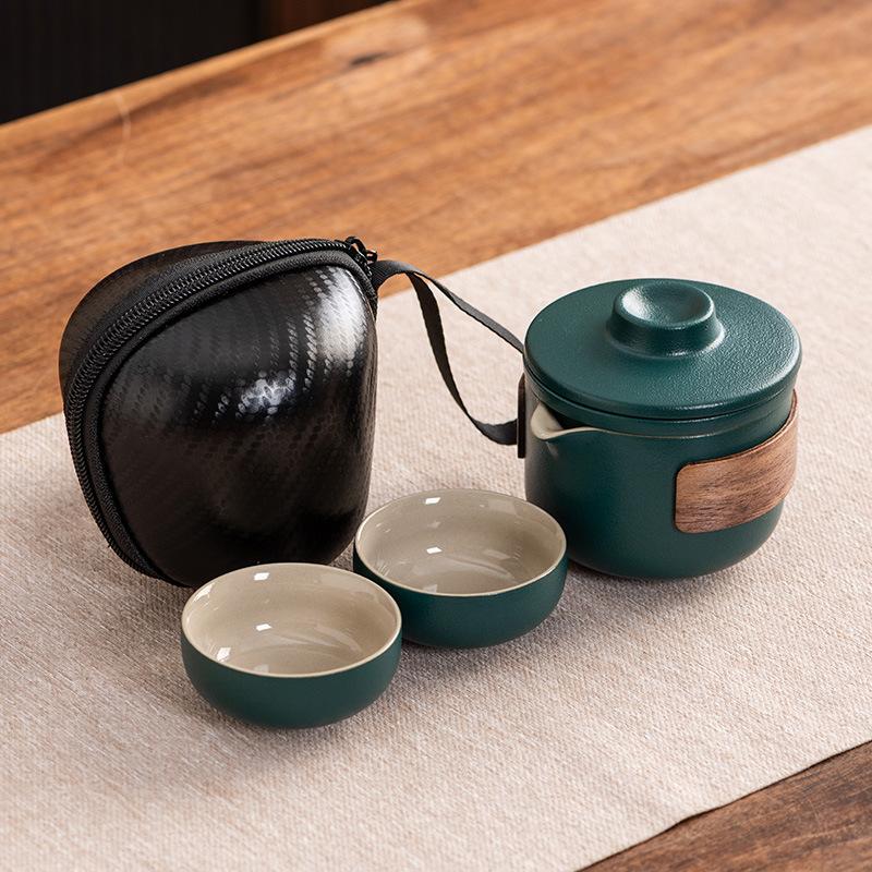 Travel tea set Ceramic express cup Portable one pot two cups Company business gifts Holiday souvenirs