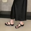 French Thick Heel Cross with Cool Slippers Fairy Shoes Wear 2025 Summer New Suede Open-toed Roman Sandals