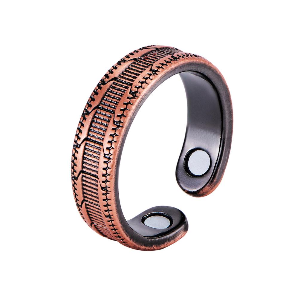 Retro-Stil Blumen-Magnet-Armband & Ring-Set in Rotkupfer für Paare