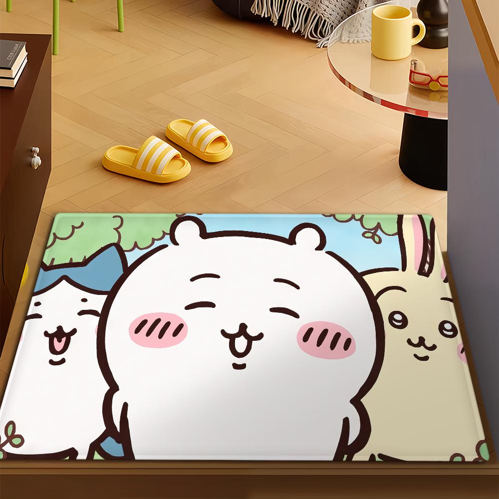 Cute Cartoon C-Chiika-waE Usagi Door Mat Bath Microfiber Decorative Versatile Flannel Floo Mat Quick Dry Absorbent Non-slip Sole