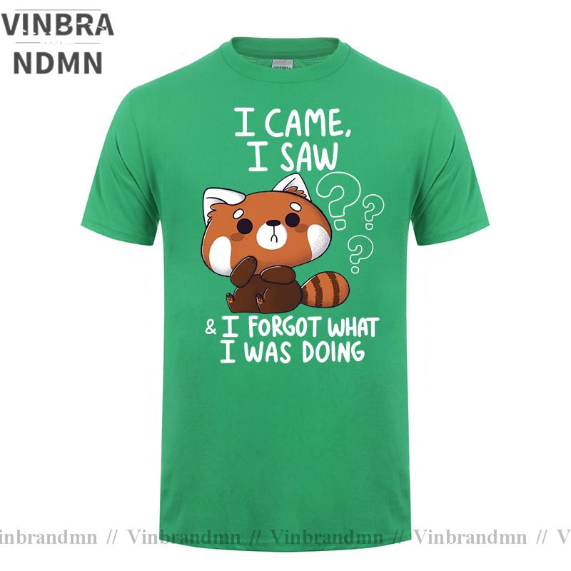 Funny Red Panda T Shirts Humor Cartoon Raccoon I Came I Saw I Forgot What I Was Doing Tshirt Streetwear Hip Hop Harajuku Tshirt