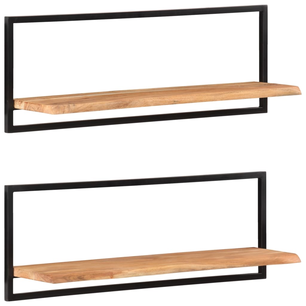 Wall Shelves 2 pcs. 100 x 24 x 35 cm Solid Acacia Wood and Steel