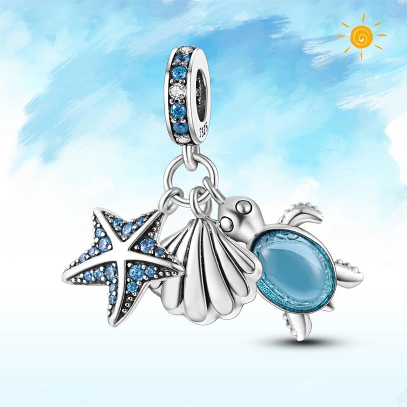 copper Authentic Charm Bead Charms Blue Sea Butterfly Whale CZ Charm Bead Charms Bead Charms Compatible With Authentic Accessories Bracelets Do It You