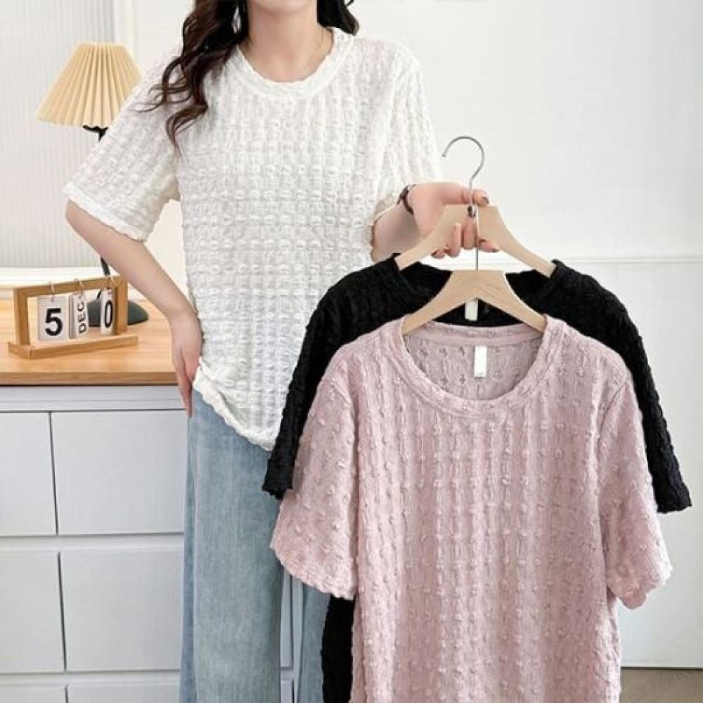 Navava Women 3d TexTure Simple Daily ShorT Sleeve T shirT nT2558