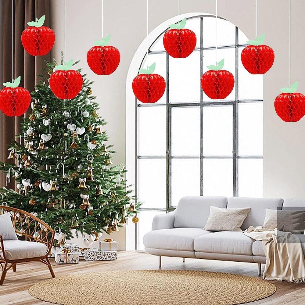 4/6PCS Dia.10cm/17.5cm Apple Garland Art Paper Red Apple Festoon  Wedding Festival