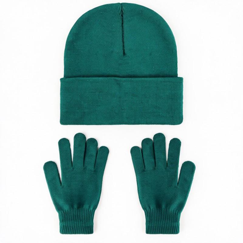 Unisex Winter Knit Beanie Hat Gloves Set Warm Acrylic Cap Outdoor Cold Weather Casual Wear