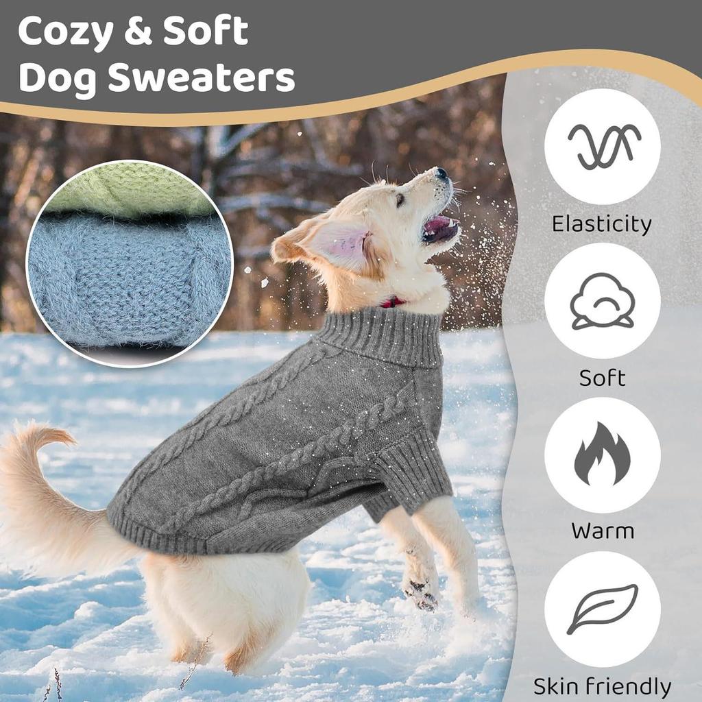 Dog High Collar Knit Sweater for Autumn/Winter 2025 - Solid Color Pet Clothing