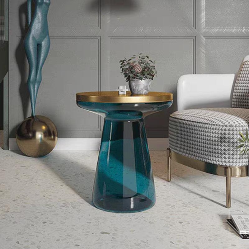Luxury Glass Coffee Tables Living Room Simple Modern Side Table Nordic Bedroom Round Bedside Table Home Decoration Furniture