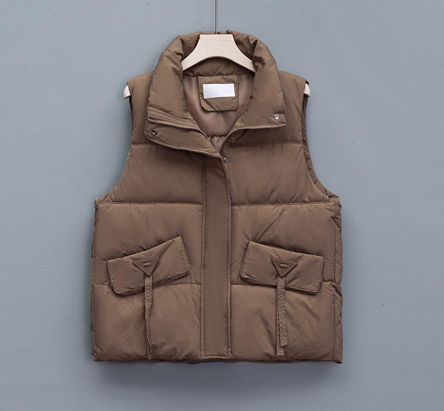 Large Size Down Cotton Vest Women's Short Autumn Wear Design Sense Thickened Vest Cardigan Jacket