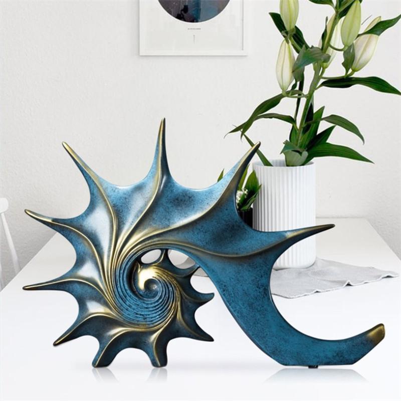 Resin Conch Statue Sea Snail Animal Sculptures Whelk Figurines Crafts Christmas Gift Porch Home Office Decoration Ornaments