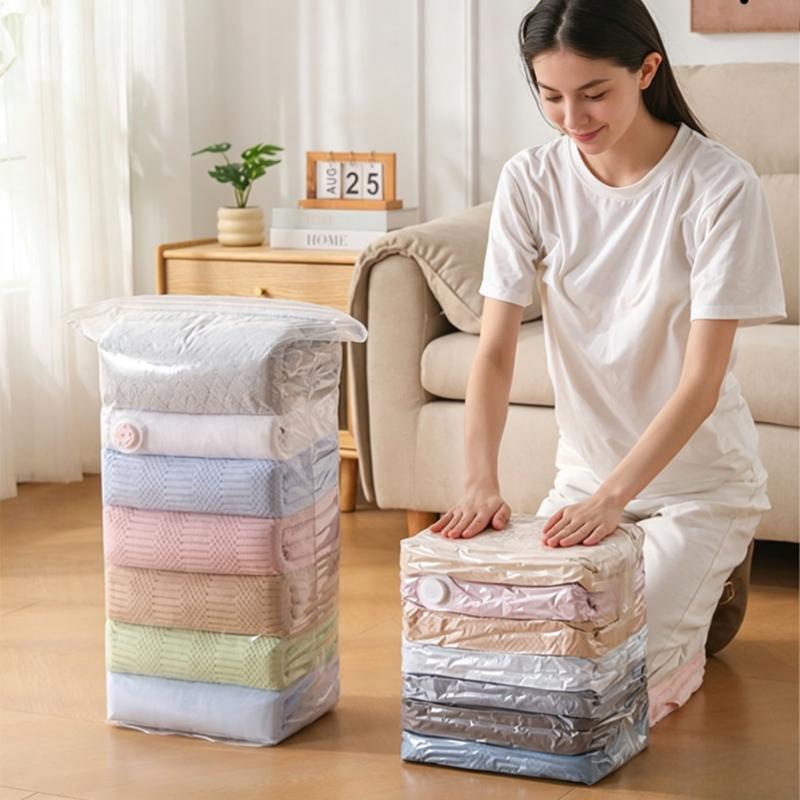 No Pump Vacuum Storage Bags Large Capacity Space Saver Airtight Reusable for Clothes Quilts Blankets Beds 2026 Closet Organizer