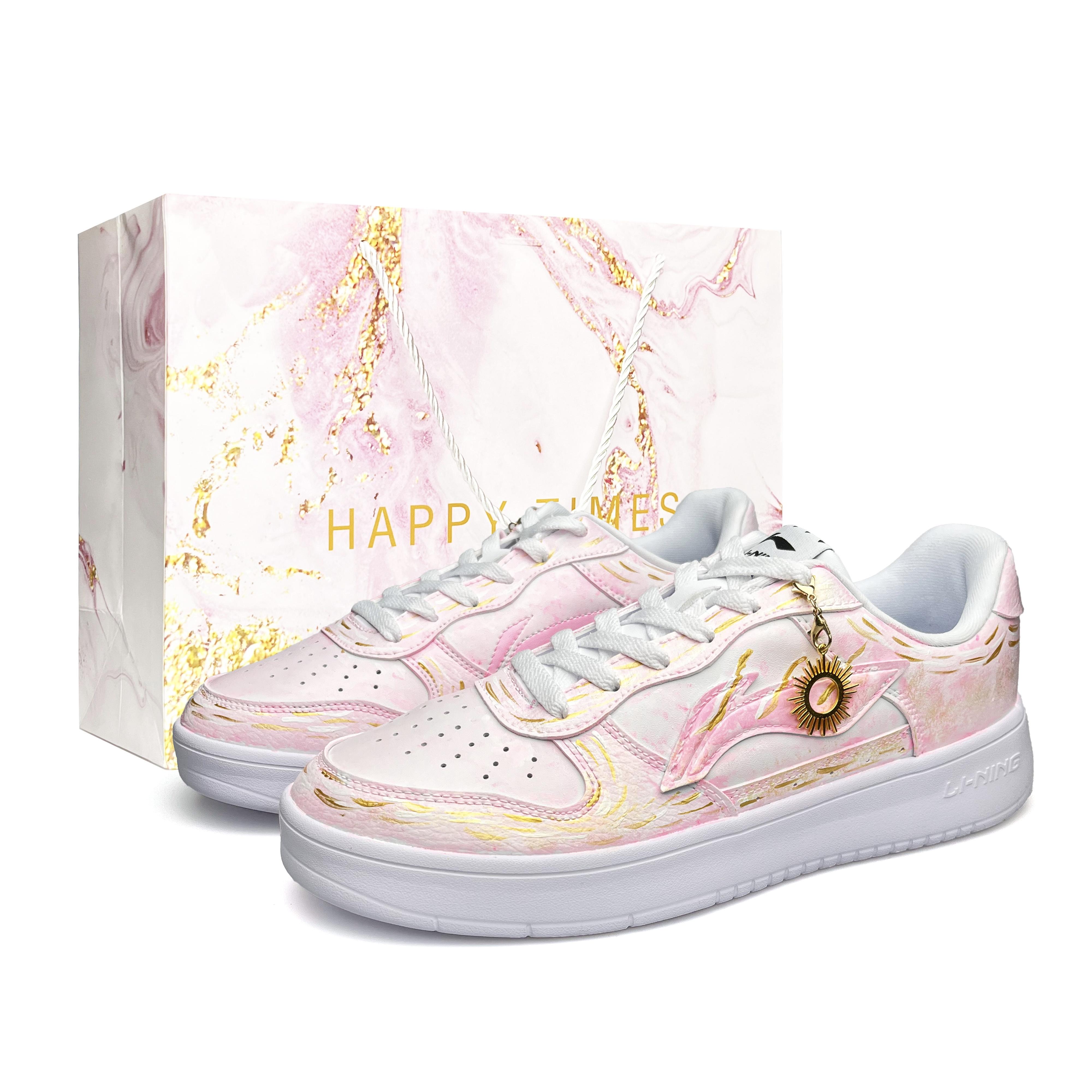

Li Ning Floating Boat Thermal Lightweight Breathable Slip Resistant Low top Skateboard Shoes Unisex White Pink AGCS419-1(Team920-BOX) 40