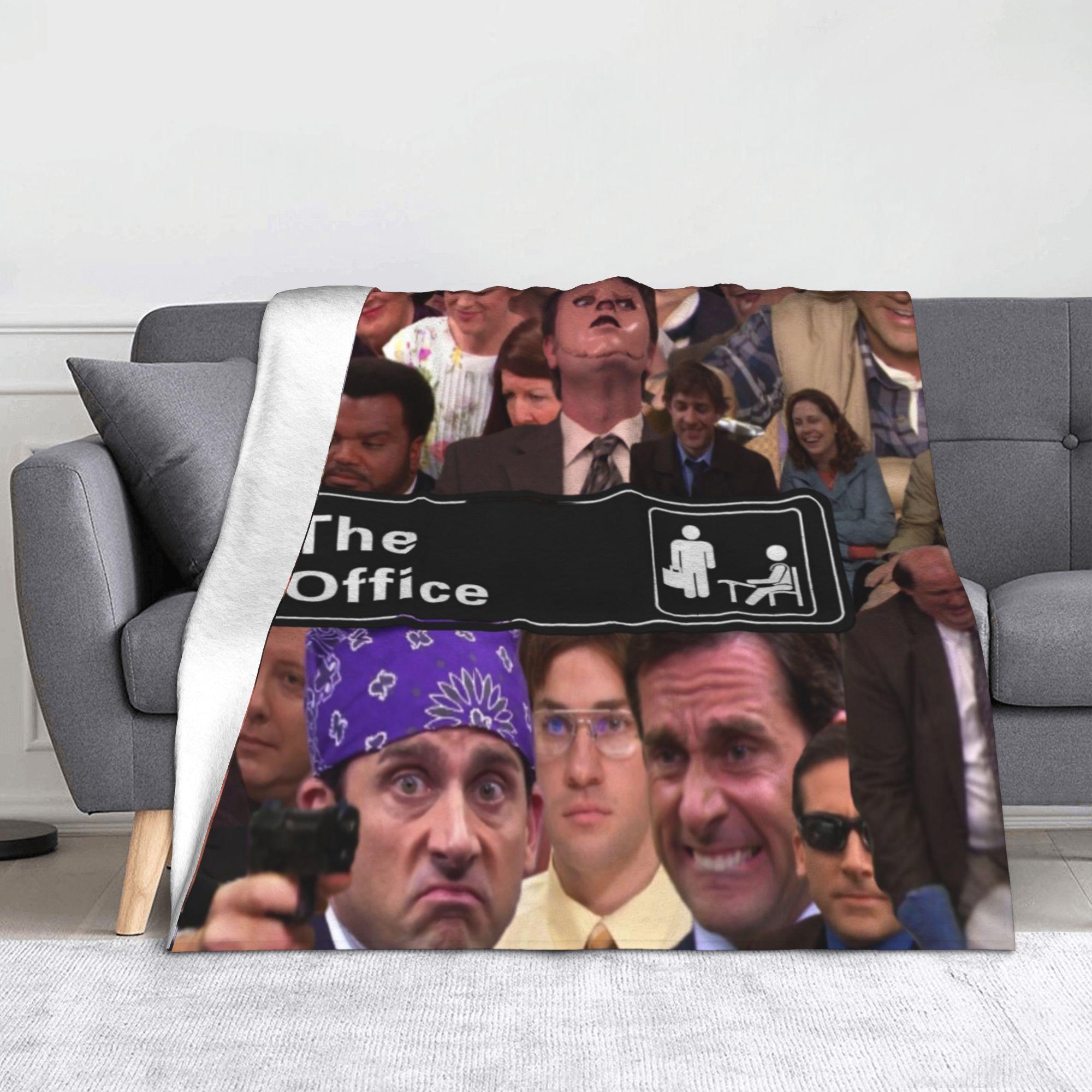 Michael Scott Dwight Schrute Flannel Blanket The Office Collage Funny Throw Blanket for Home 125*100cm Plush Thin Quilt 75cmx90cm
