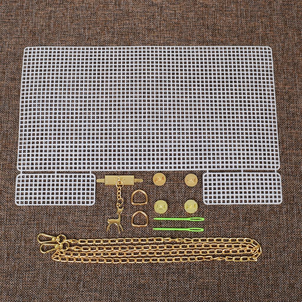 Tissu en maille plastique pour la fabrication de sacs, sacs à crochet à loquet, sacs artisanaux, matériel de tissage, crochet à grille en plastique, accessoires d'artisanat de bricolage