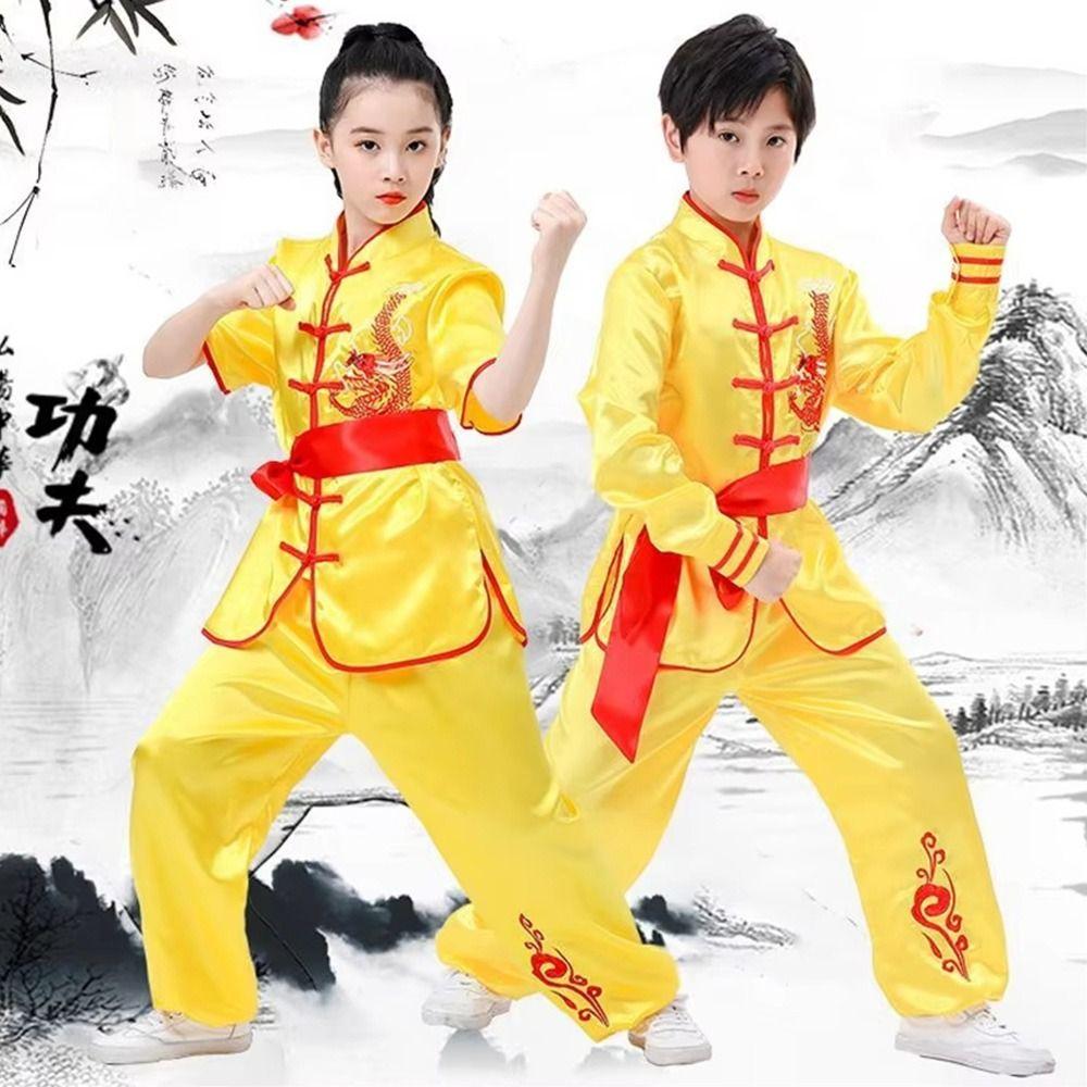 Traditional Wushu Costume Long Sleeves Tai Chi Uniform Fashion Kungfu Uniform  Kids Boys Girls