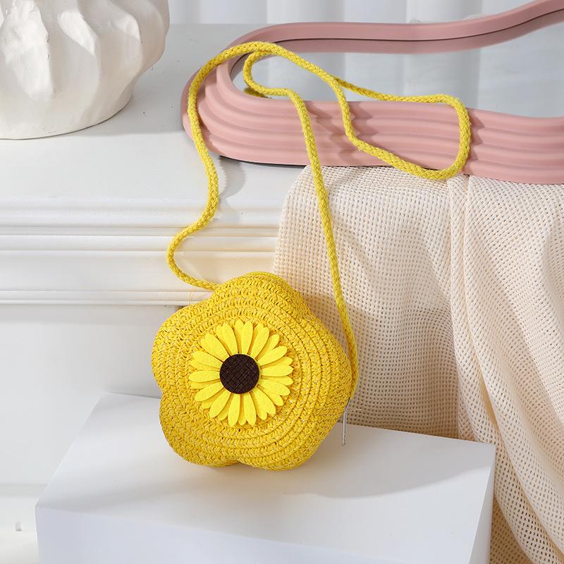 Süße florale Sommer-Strohhut-gewebte Crossbody-Mini-Tasche 2025