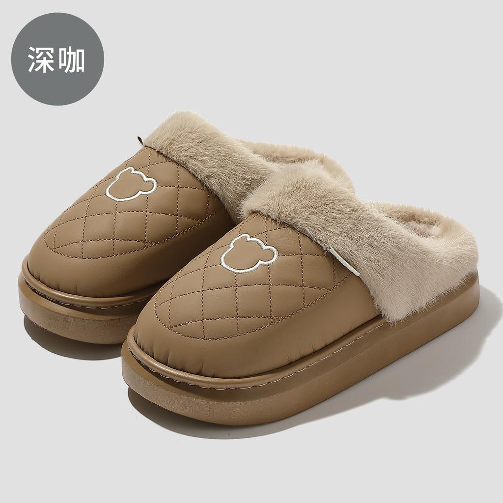 Waterproof Cotton Slippers Winter 2025 New Indoor Home Non-slip Household Couple Warm Thick Bottom Cotton Mop