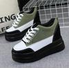 Fashion 2025 Spring New Mixed Color Shoes 10CM Women's Shoes with Thick Bottom Height Increase All-match Slim Black Casual Sports Shoes