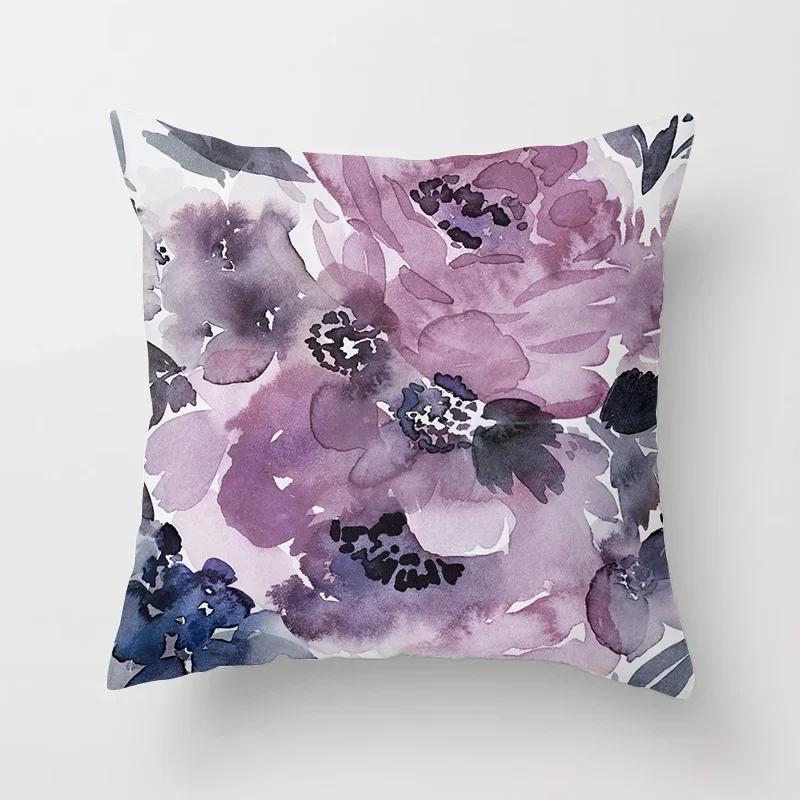Model de flori Artă decorativă Husă de pernă Față de pernă Poliester 45*45 Perne Decorat Home Decor Față de pernă