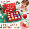 Weihnachts-Badebomben für Kinder - 12er-Packung 60g Schwimmende Badebälle mit zufälliger Spielzeugüberraschung, Parfümierte Feiertags-Bade-Geschenkbox