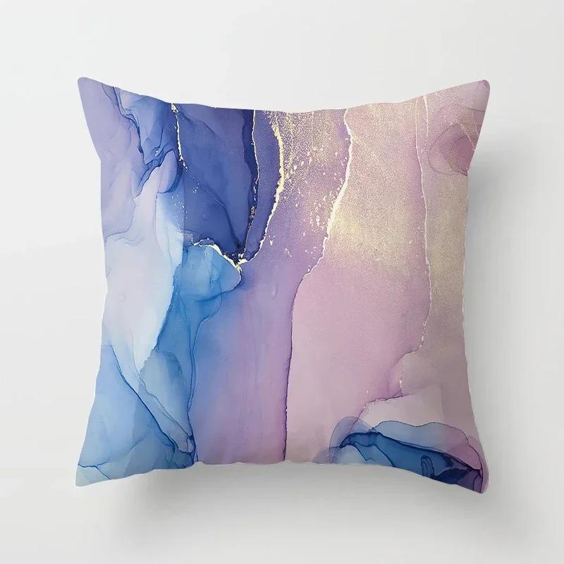 45*45 Marble Ocean Sea Pattern Polyester Throw Pillow Living Room Cushion Cover Home Decoration Sofa Decorative Pillowcase
