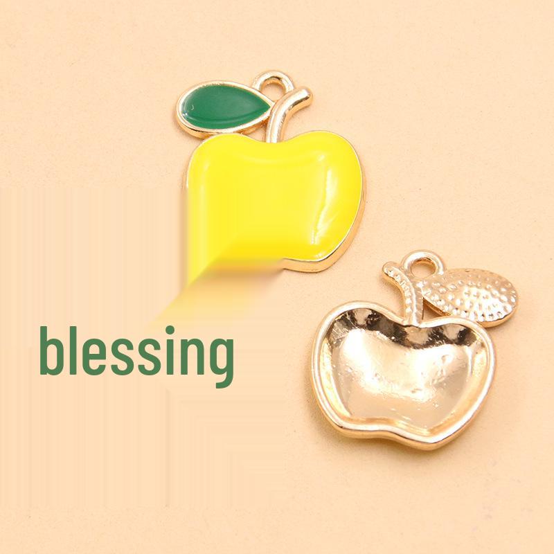 3-Color Alloy Apple Pendant Charms: 20x23mm, KC Gold, Drip Oil Finish for DIY Jewelry & Accessories
