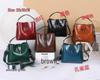 Korean Style Genuine Leather Double Strap Crossbody Bucket Bag