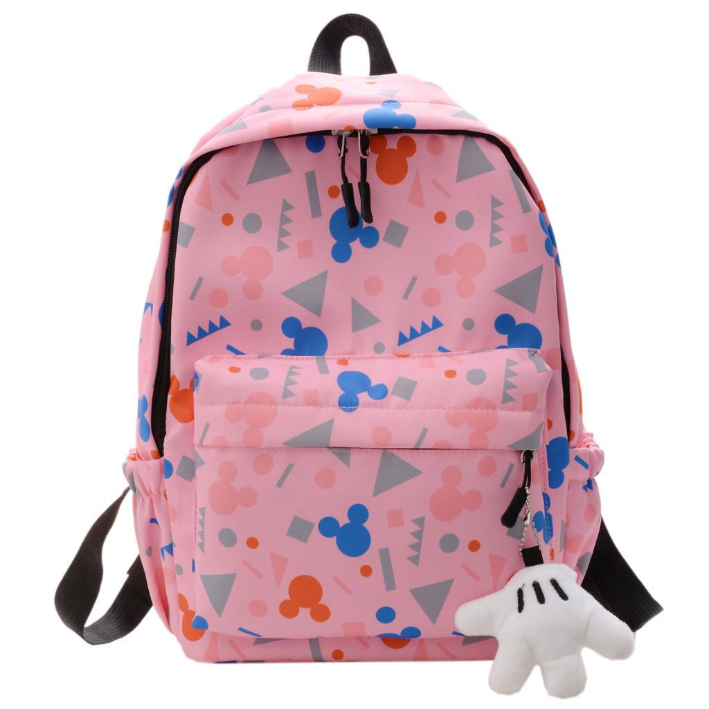 Fashionable Nylon Kids Backpack With Adorable Cartoon Design For School розовый