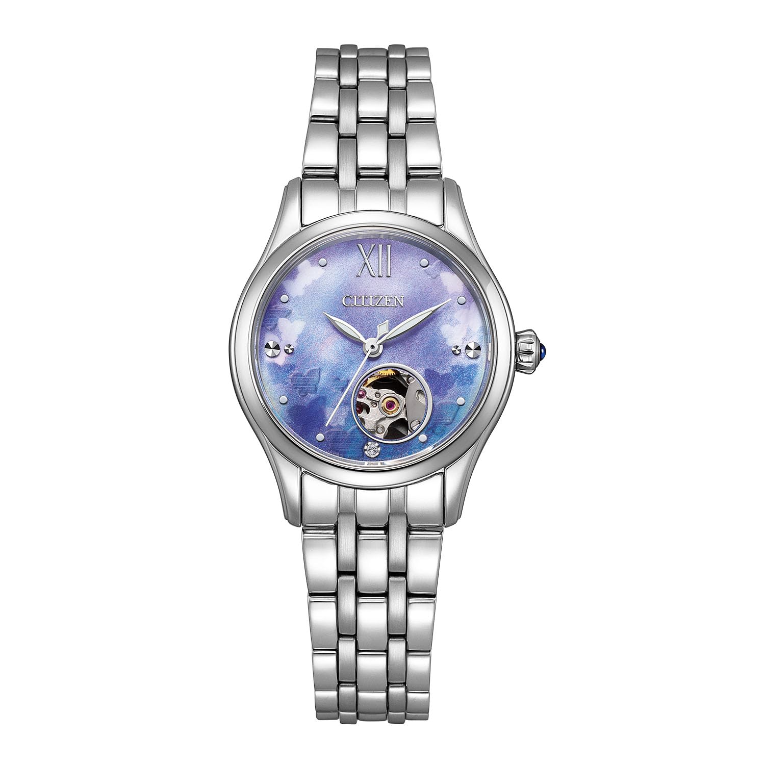 

Механічний автоматичний годинник Mechanical Open Heart Limited Model Waterproof White Pearl Silver [Citizen] PR1040-88N для жінок синій