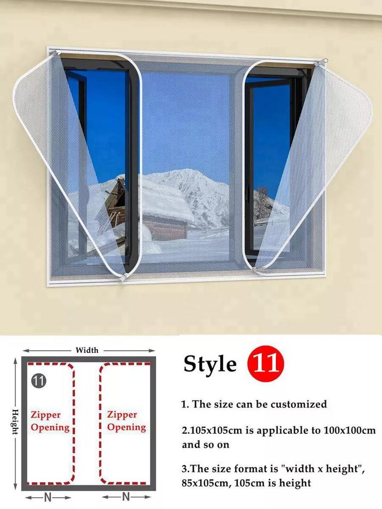 Window Winter  Heat Insulation Film Warm Double Layer Windproof Curtain With Zipper Self-Adhesive Window Heat Protection Film