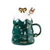 with Lid and Spoon Christmas Tree Ceramic Mug Ceramic Christmas Coffee Cup Decorative   Beer