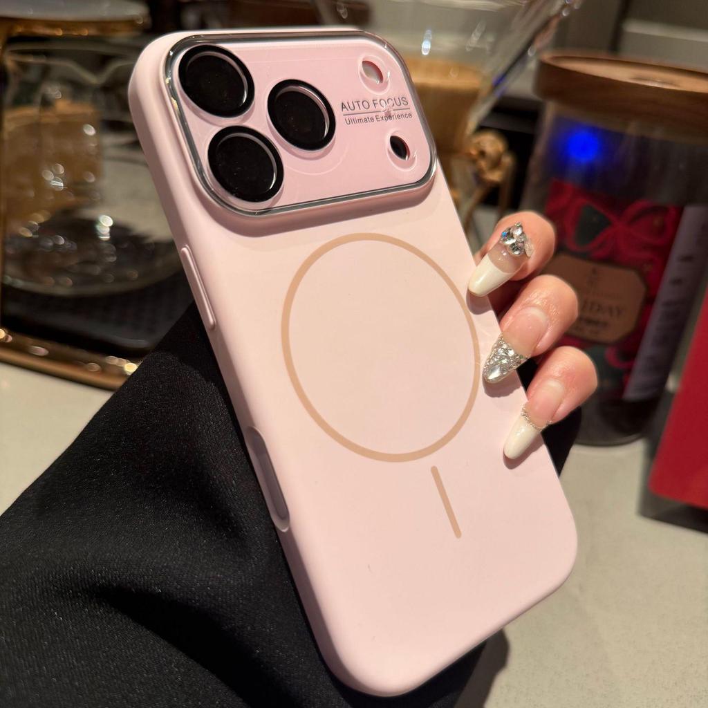 iPhone 17 Magnetic Silicone Window Case with Apple 16 Lens Film, Solid Color Protective Cover