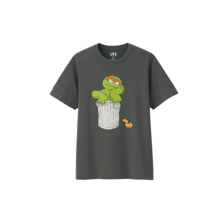 Uniqlo X Sesame Street X Kaws Collaboration Short Sleeve T-Shirt Unisex Tops Dark-Gray UQ412758000