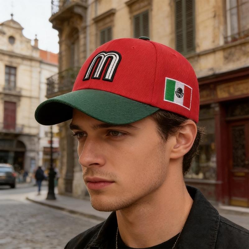 Mexico M Letter Embroidered Baseball Cap Adjustable Cotton Polyester Blend Sunhat For Men Women Kids