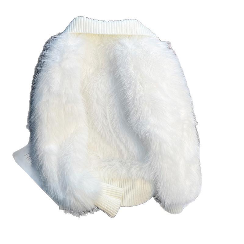 Langer Kunstnerzmantel im koreanischen Stil - Damen Trendige Flauschige Wintermode