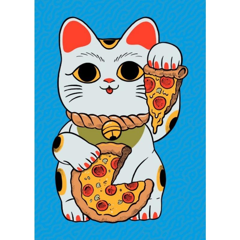 Lucky Cats Cartoon Poster Canvas Prints Lucky Sushi Bar Wall Art Decor Cute Cartoon Cat Prints Decor for Shop Maneki Neko Decor