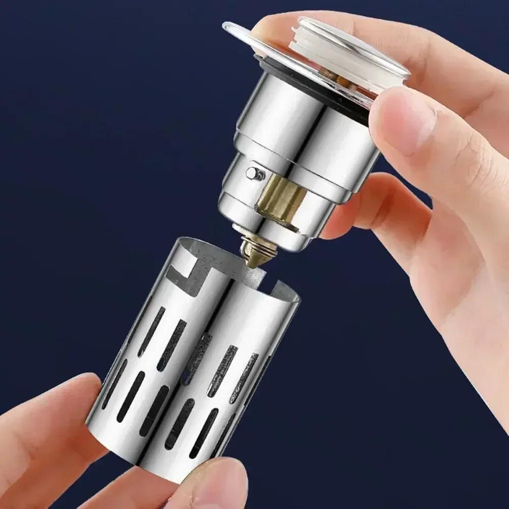 Bathroom Sink Drain Strainer for 1.1-1.42 Basin Drain Holes Anti-Odor Anti-Clogging Stainless Steel Pop Up Sink Drain Filter