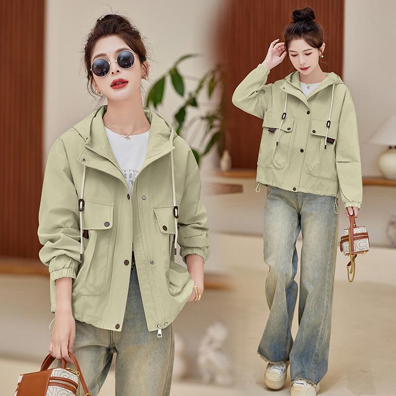 Fashion Trench Coat Women's Short Spring and Autumn New Popular Popular Small Loose Casual Hooded Jacket
