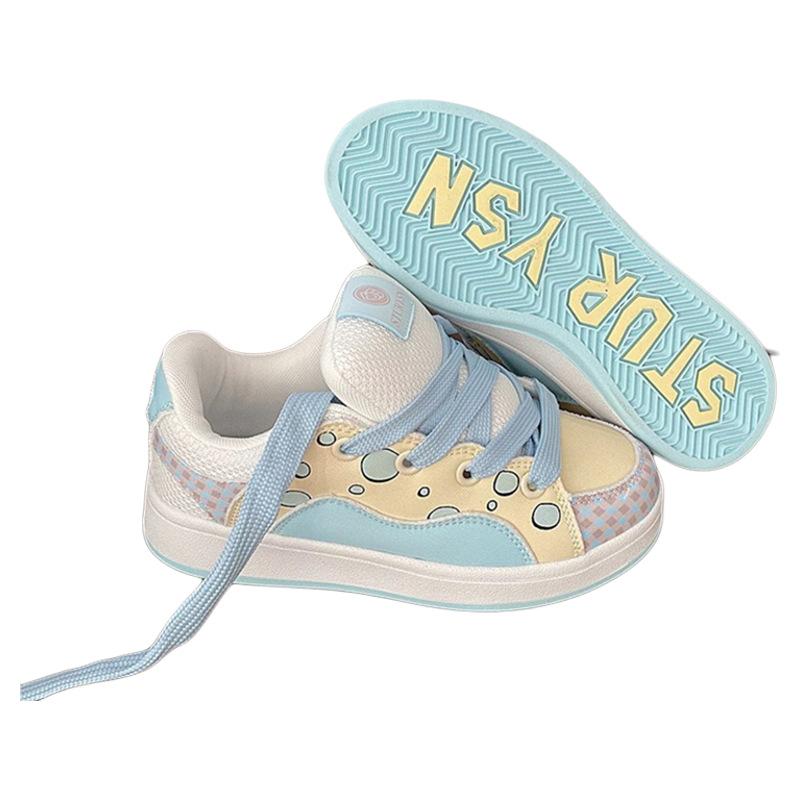 Hong Kong Style Niche Cute Bubble Month Blue Bread Shoes Women's 2025 Autumn New Versatile Sports and Leisure Board Shoes