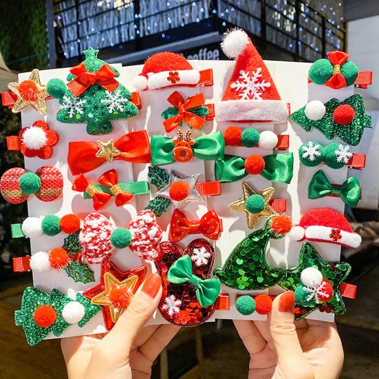 

10Pcs/Set Kids Girls Christmas Tree Bowknot Bangs Hairpins Hair Clips Barrettes