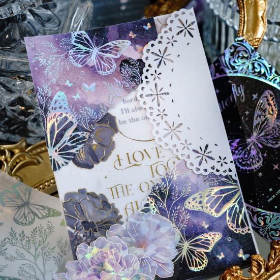 7 Fogli Adesivi Scrapbooking Oro Con Motivi – PVC Glitterato, Gatto, Fiori, Lettere, Per Decorazione Fai Da Te