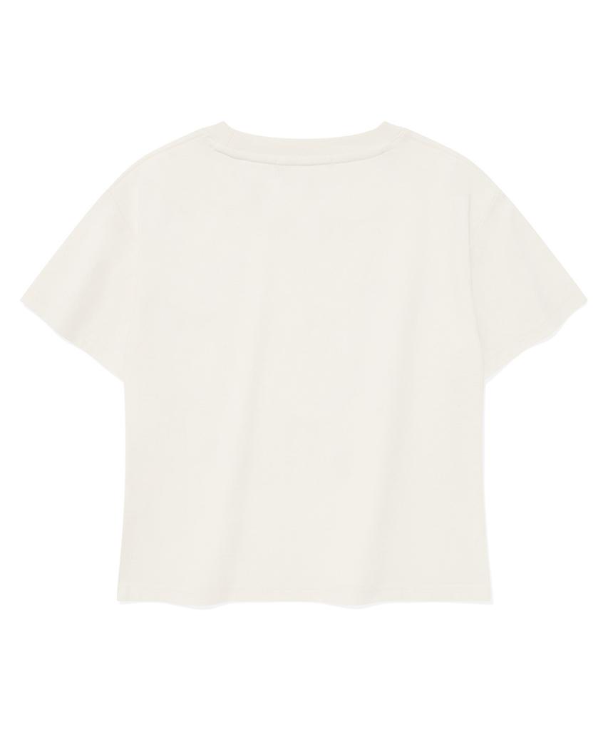 FALLETT Flowing Ribbon Crop Short Sleeve Tee Ivory