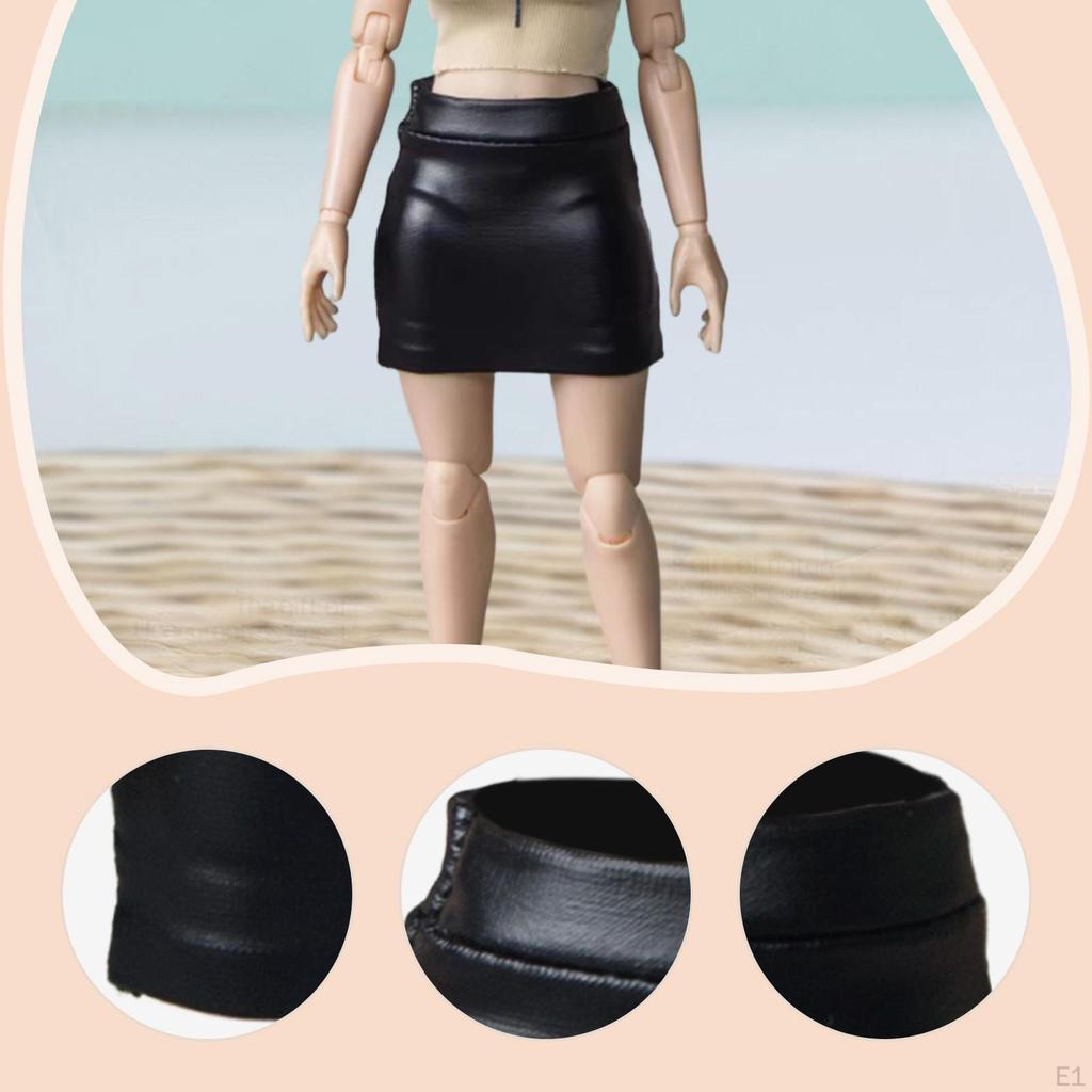 1/12 Action Figure Clothes Doll PU Leather Skirt Fashion Miniature Clothing Dress up for 6