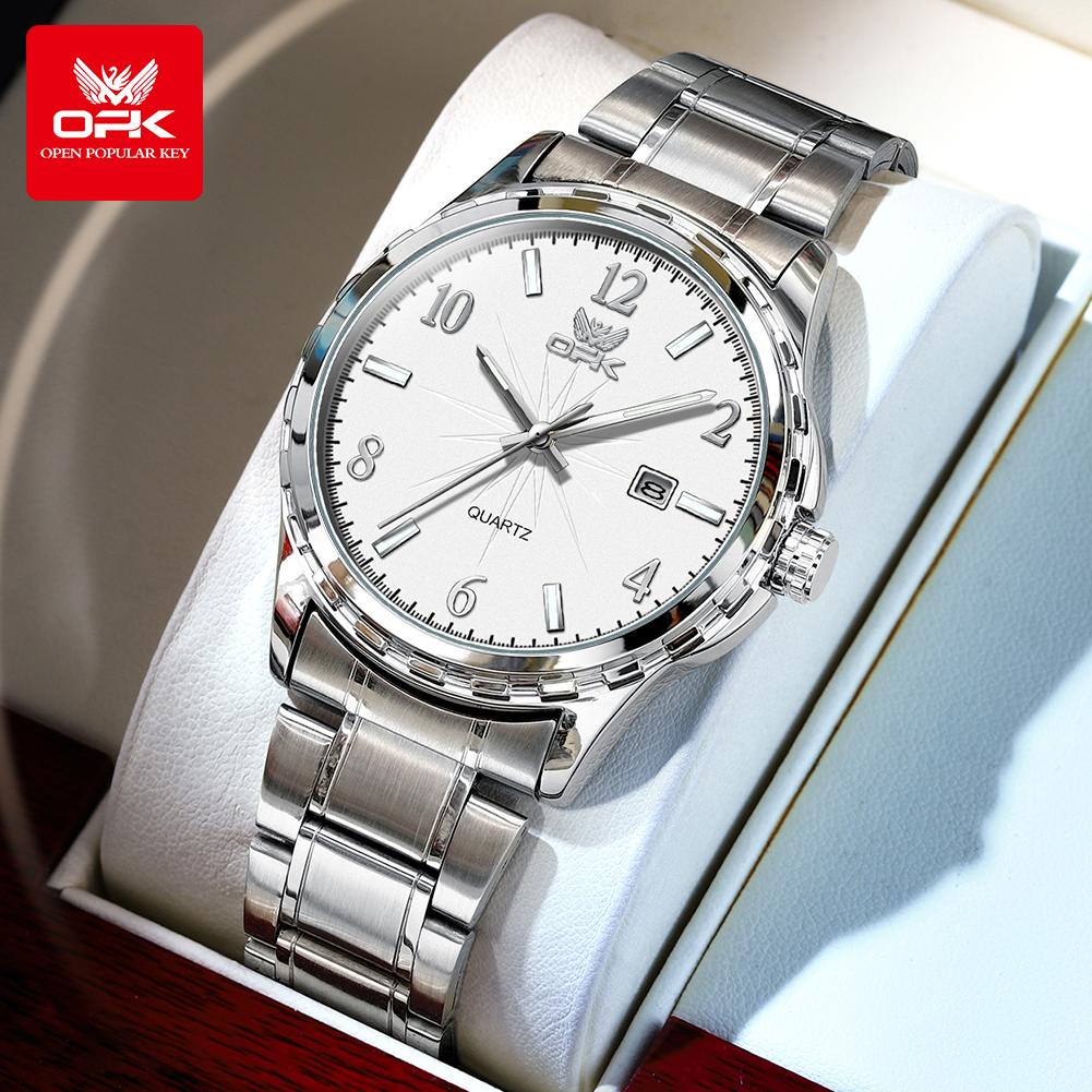 OPK 6031 Men's Quartz Watch Waterproof Leather Strap Simple Casual Business Watches for Men Original Luminous Man Watch
