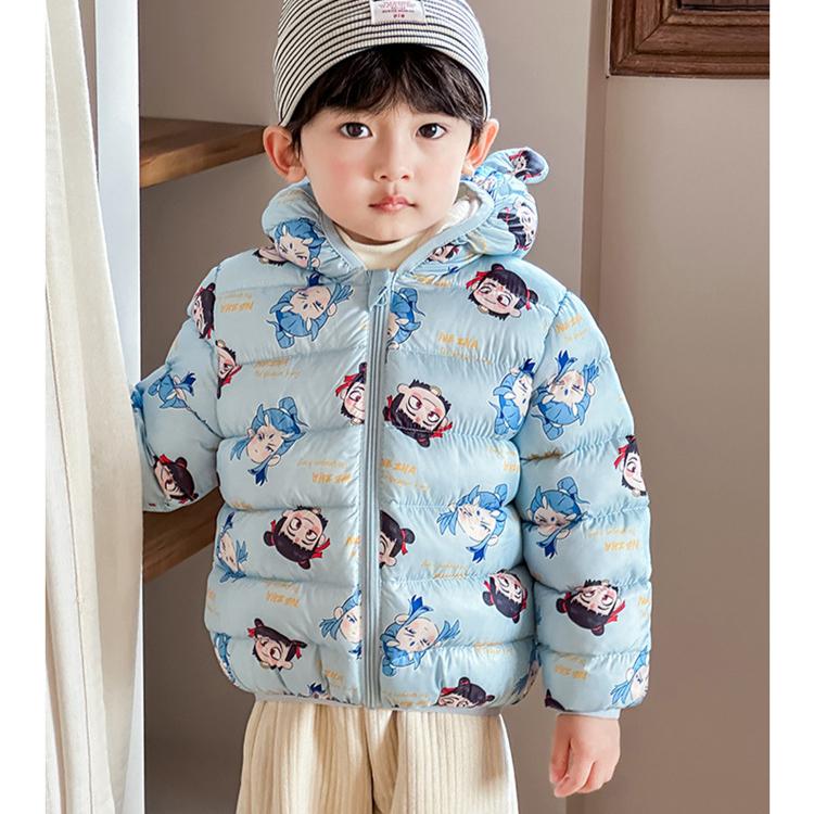 fashion boys' warm cotton-padded clothes korean winter baby boy thickened short cotton-padded hooded jacket children's autumn cute cartoon print coats