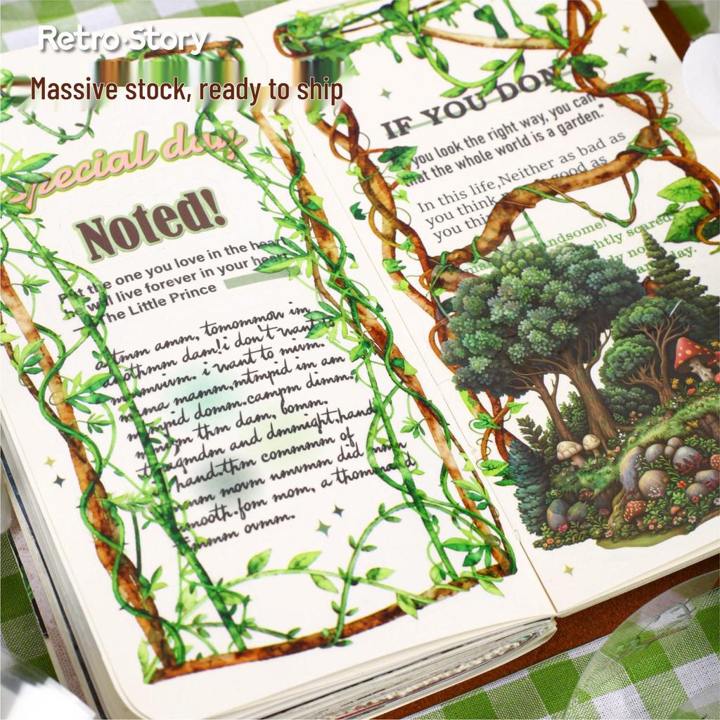 Retro Story PET Adhesive Tape - Rattan Twist Series: 6 Rattan-Themed Styles for Journaling & DIY Stickers