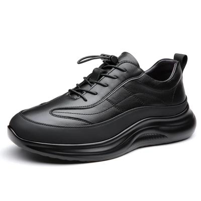 Fashion Black Cow Leather Casual Sneakers for Men Fashion New Designer Spring Autumn Winter Platform Shoes Male Sports Running Shoes Men