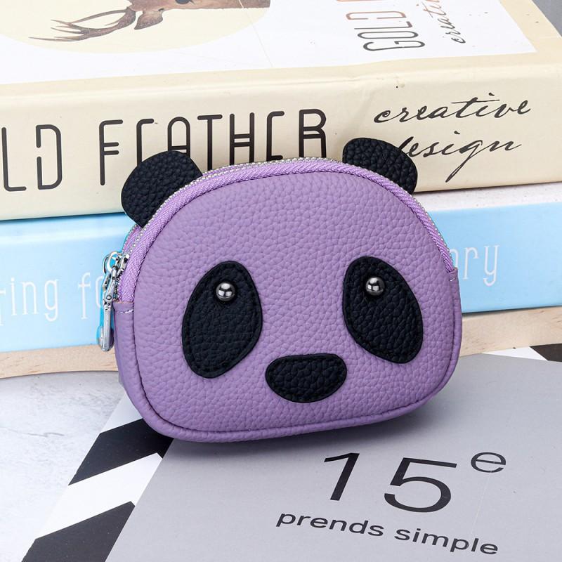 

First-layer Cowhide Women s Change Purse Large-capacity Double-zipper Coin Bag Creative Leather Lipstick Storage 9x11x3cm світло-фіолетового кольору